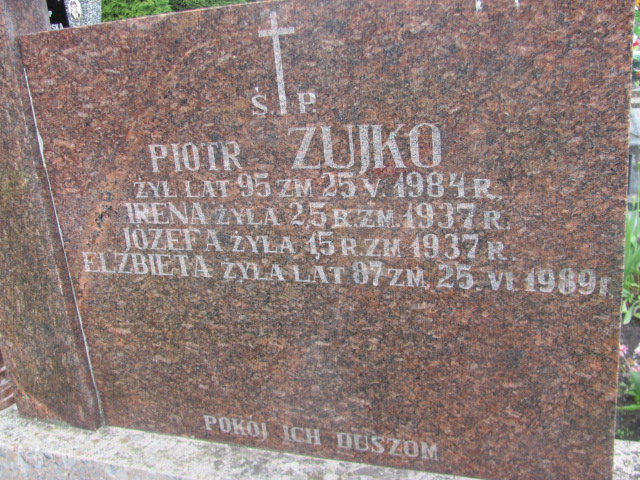 Piotr Zujko Krasnybór - Grobonet - Wyszukiwarka osób pochowanych